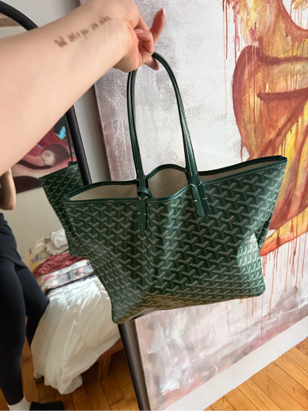 Goyard Green Coated Canvas Tote Bag - Picture 2 of 3